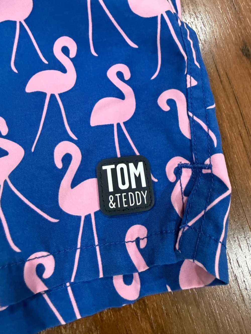 Tom & Teddy Men's Swim Trunks Blue Flamingo Size L - Picture 3 of 8